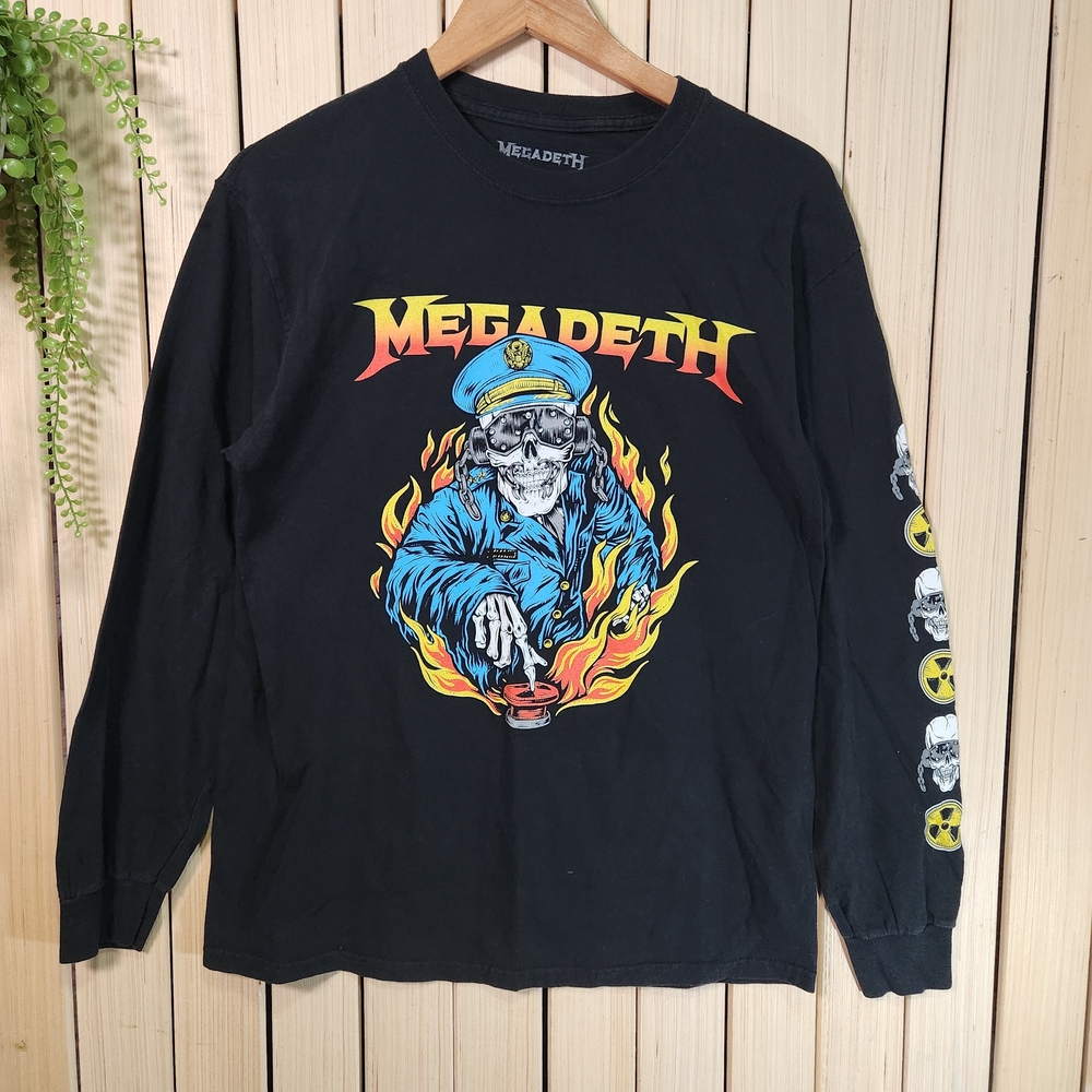 Megadeth Graphic Shirt Long Sleeve Black, Size M